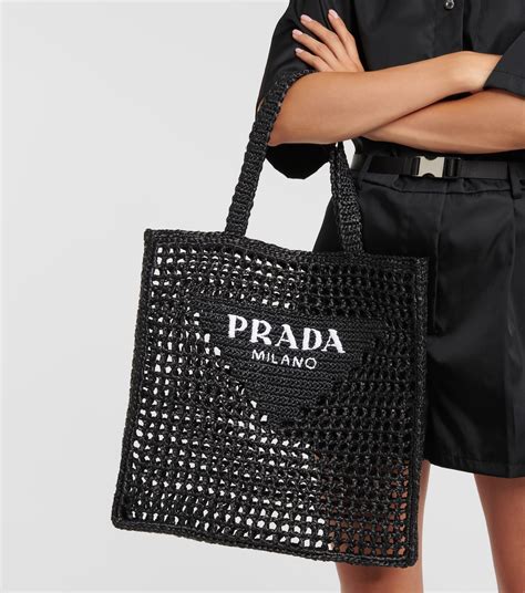 prada tote bag aus raffiabast|Prada foldable shopping tote.